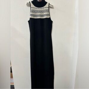 Ralph Lauren Black Rabbit Hair Evening Gown Fair Isle Large